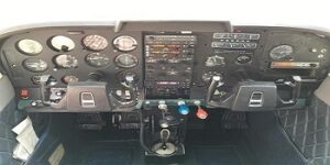 Photo of a Cessna 182 and controls.